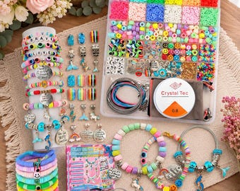 Girls Bracelet Making Kit 3100PCS, Unicorn Mermaid Jewelry Craft Kit, DIY Bead Set, Birthday Gift for Girls Ages 5-12