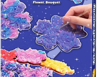 Poke Art Flower Bouquet Craft Kit, DIY Floral Arrangement for Kids Ages 4-12