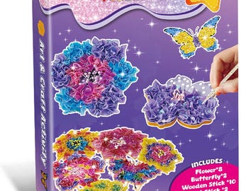 Flower Bouquet Craft Kit for Girls 8–12, Poke Art DIY Fabric Kit, Kids Arts and Crafts Gift Idea, Creative Birthday Gift Idea, Gift for Girl