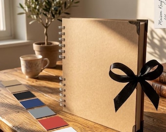 60 Page 8x8 Scrapbook Album, Brown Kraft Paper Photo Album, 200gsm Thick Pages, Memory Book, DIY Scrapbooking Art Journal