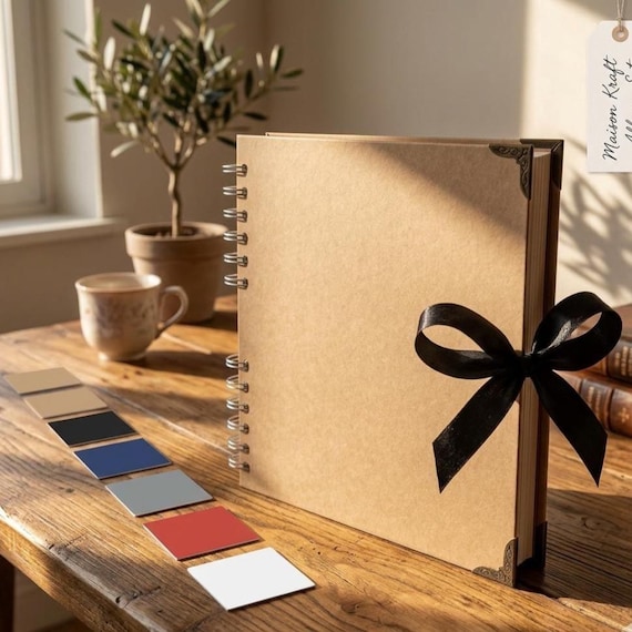 60 Page 8x8 Scrapbook Album, Brown Kraft Paper Photo Album, 200gsm Thick Pages, Memory Book, DIY Scrapbooking Art Journal