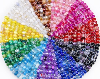 200pcs Large Hole Beads for Jewelry Making, Assorted European Lampwork Beads, Murano Style DIY Beads for Charm Bracelets, Beadable Pens