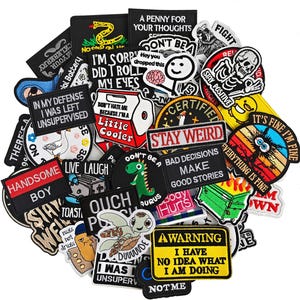 20-Piece Random Funny Meme Patches Set – Hook & Loop Humorous Embroidered Morale Badges for DIY Backpacks, Dog Harnesses, Army Vests, Hats