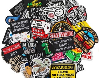 20-Piece Random Funny Meme Patches Set – Hook & Loop Humorous Embroidered Morale Badges for DIY Backpacks, Dog Harnesses, Army Vests, Hats