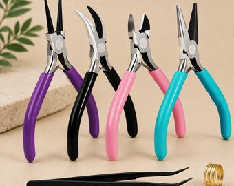 4Pcs Jewelry Making Pliers Set, Needle Nose, Round Nose & Wire Cutters, Jewelry Tools for Beading, Wire Wrapping and Crafts