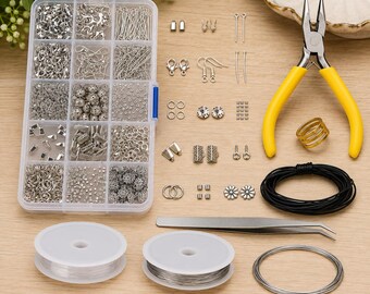 Jewelry Making Kit, Jewelry Findings Starter Kit, Beading Tools & Supplies, Jewelry Repair Kit, DIY Bracelet Necklace Making Supplies