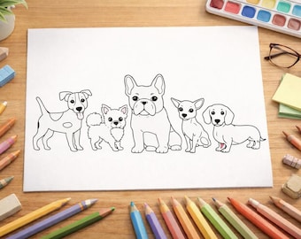 Welpe Malvorlagen für Kinder | Hunderassen Aufgabenblatt (PDF)