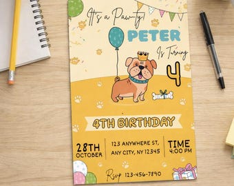 Hund Einladung Kindergeburtstag Party I Kids Party Welpe Digitale Vorlage