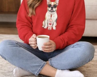 Französische Bulldogge Wein-Herz Sweatshirt | Frenchie Hundemama Geschenk