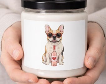 Französische Bulldogge mit Kerze | Frenchie Herzkerze I Hundeliebhaber Geschenk
