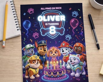 Hund Geburtstagsparty Einladung Alle Pfoten an Deck I Jungen Geburtstag Digitale Einladung