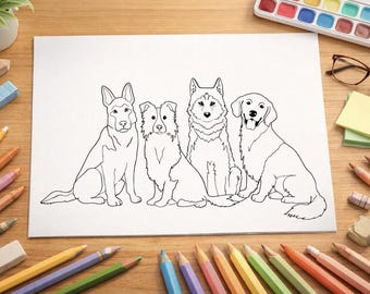 Hunde Malvorlagen für Kinder | Niedliche Welpen Malvorlagen | Druckbare Hundeaktivitätsseiten | Kleinkind Vorschule Haustier Malbuch PDF