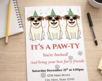 Hund Geburtstagseinladung Vorlage | Pfotenparty (Digital)