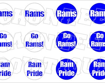 Blue Rams team sayings bottlecap image sheet - school mascot