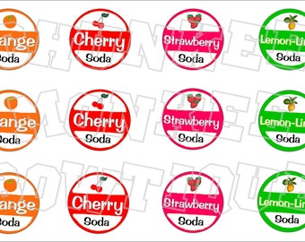 Fruity flavored soda theme bottlecap image sheet