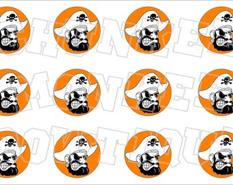 Pirate with orange background bottlecap image sheet - school mascot