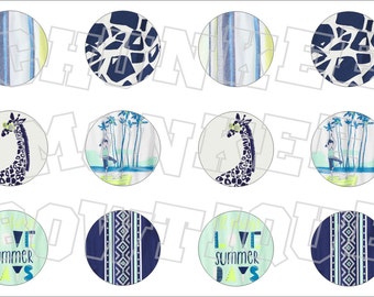 Made to Match Gymboree M2MG Blue Safari bottlecap image sheet