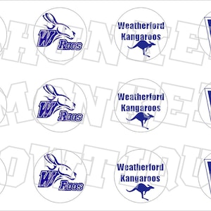 Weatherford Texas Roos Kangaroos bottlecap image sheet - school mascot