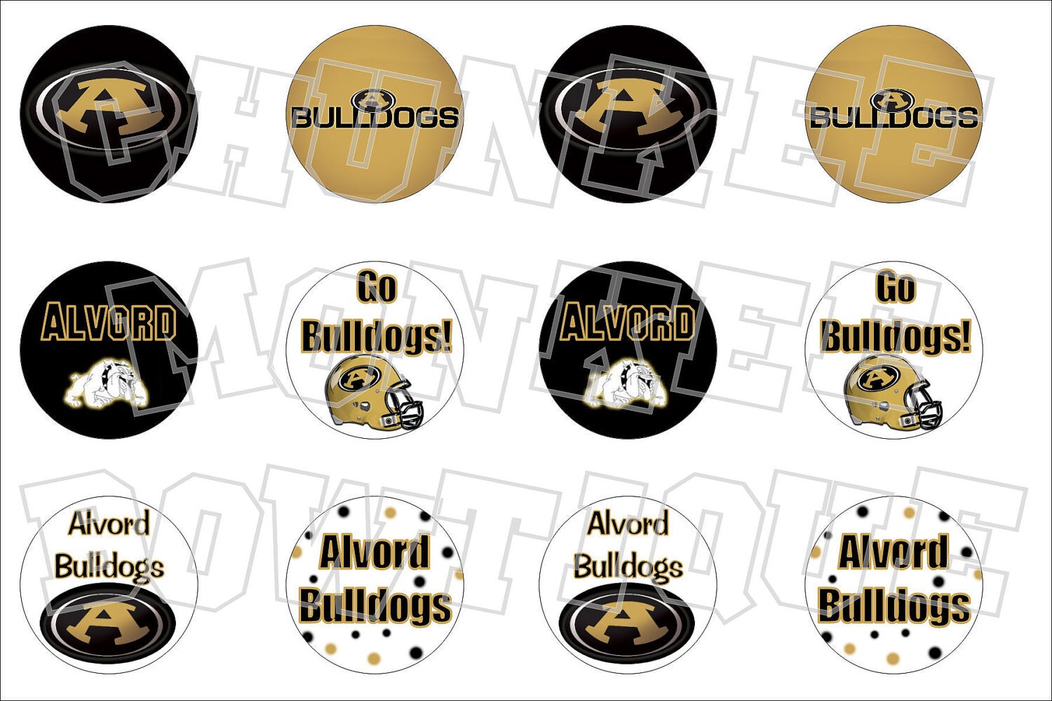 Alvord Texas Bulldogs Bottlecap Image Sheet High School Etsy