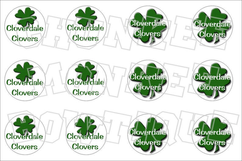 Cloverdale Indiana Clovers Bottlecap Image Sheet High School Mascot Etsy