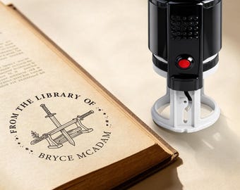 パーソナライズされた蔵書印、カスタム蔵書印、セルフインクスタンプ、本好きへのギフト、図書館スタンプ、書籍用カスタムネームエンボッサー