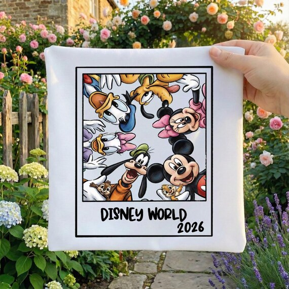 Disney World 2026 Png, Mickey And Friends Selfie Png, Disney Family Trip 2026 Design, Group Vacation Png, Polaroid Frame Disney Png