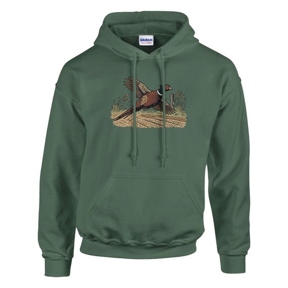 Vintage Pheasant Hoodie – Cozy Heavy Blend Sweatshirt with Front Pouch Pocket