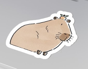 Capybara with Tangerine Sticker | Kiss-Cut Sticker