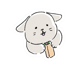 Chubby Bunny Sticker | Glossy Food Cartoon Art (Kiss-Cut)