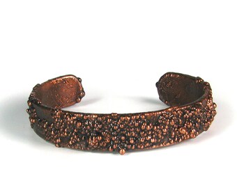 Copper Orgainic Textured Cuff Bracelet,  Electroformed Cuff Bracalet, Orgainic Copper Dipped Bracelet
