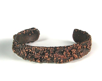 Copper Orgainic Textured Cuff Bracelet,  Electroformed Cuff Bracalet, Orgainic Copper Dipped Bracelet