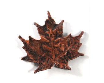 Copper Maple Leaf Pin, Electroformed Copper Leaf, Copper Dipped Leaf Pin