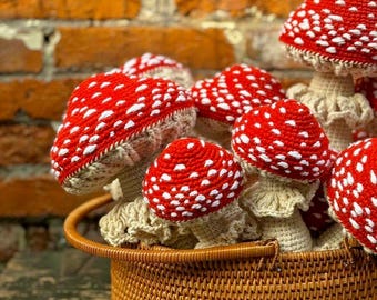 Mushroom Crochet Pattern, Crochet Mushroom 2 Sizes Tutorial, Crochet Fall Forest Fungi, Amigurumi Toadstool Cottagecore, Crochet Home Decor