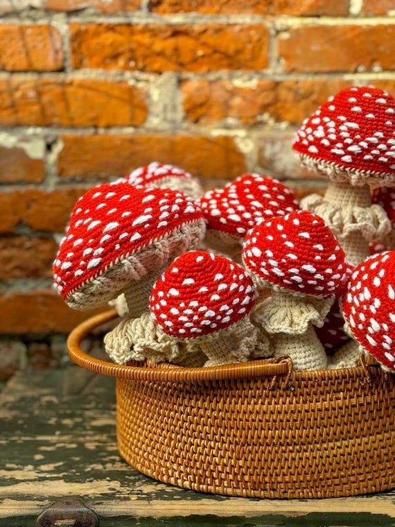 Mushroom Crochet Pattern, Crochet Mushroom 2 Sizes Tutorial, Crochet Fall Forest Fungi, Amigurumi Toadstool Cottagecore, Crochet Home Decor