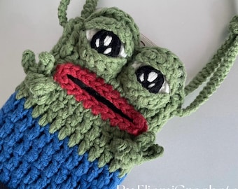 Funny Frog Phone Bag Crochet Pattern, Amigurumi Big Mouth Monster Bag, Crochet Phone Pouch Pattern, Crossbody Purse Bag, Animal Phone Holder