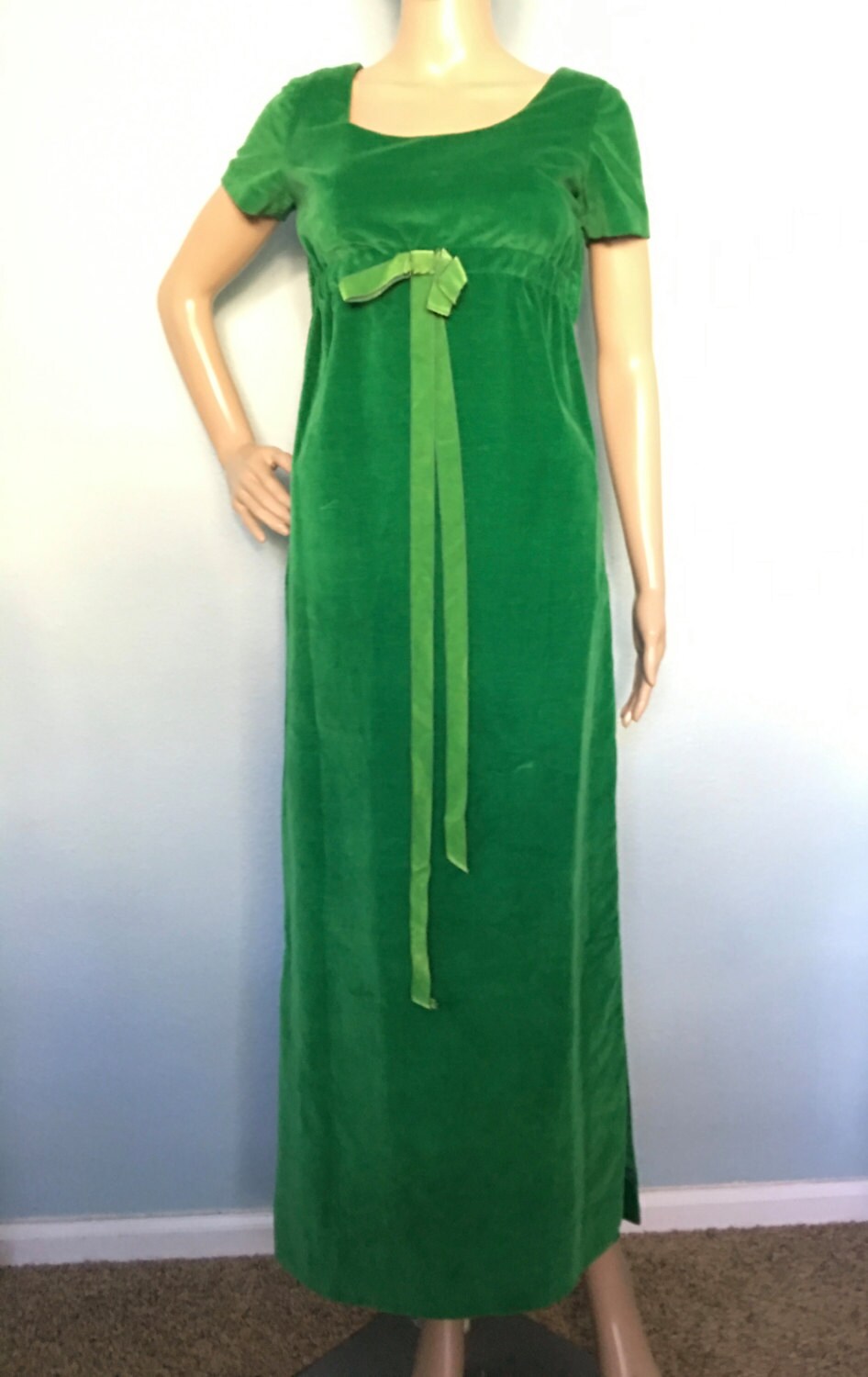 Green Velvet Evening Gown | Etsy