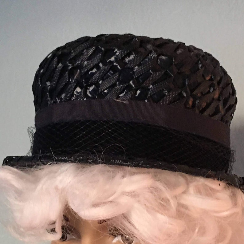 1960s Navy Ladies Boater Hat