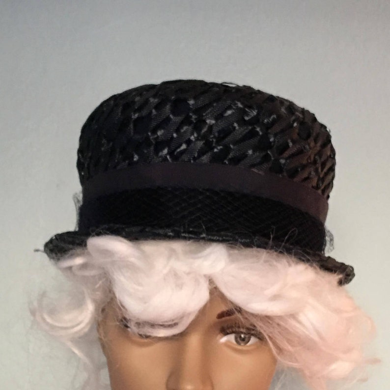 1960s Navy Ladies Boater Hat