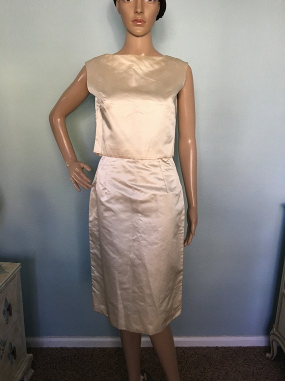 1960s Cream Two-Piece Evening Dress