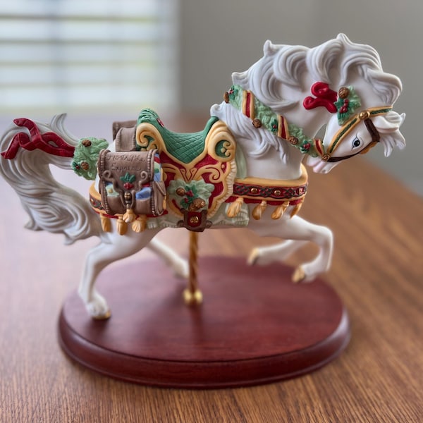 Lenox 1999 Christmas Carousel Horse – Porcelain Figurine – Holiday Collectible w/ Wood Base