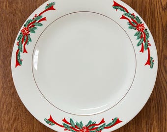 Farfield Poinsettia and Ribbons Christmas Fine China Dinnerware Set