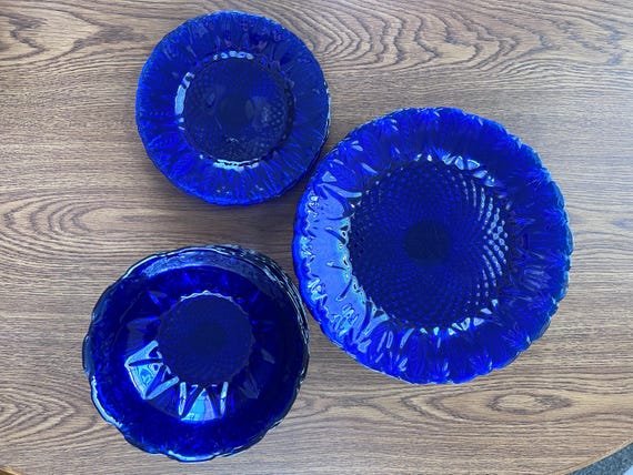 Avon Royal Sapphire Blue Pressed Glass Dinnerware Luminarc Arcoroc – Sold Individually