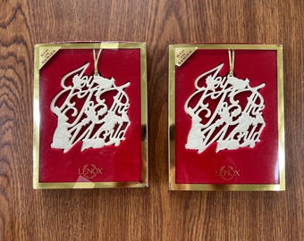 Adorno navideño de porcelana Lenox «Joy to the World» — NUEVO en caja