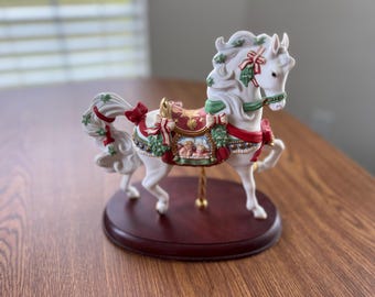 Lenox 1997 “Noel” Carousel Horse – Christmas Legacy Collection – Porcelain Figurine with Gold Accents