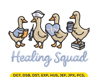 Silly Goose Nurse Embroidery File – Healing Squad Duck Design (Digital Download)