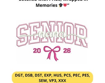 Arquivo de Bordado para Uniforme de Formatura 2026 - Fonte Estilo Universitário com Laço