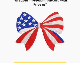 Desenho de bordado com laço da bandeira dos EUA – Estrelas e listras vermelhas, brancas e azuis para presente de 4 de julho (arquivo DST JEF)