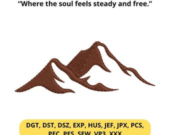 Mountain Range Embroidery Design File – Minimalist Nature Silhouette, Adventure Lover Gift, Machine Embroidery