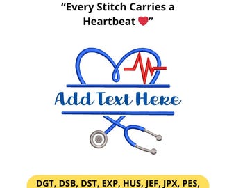 Stethoscope Heartbeat Embroidery Design – Medical Machine File (PES DST)