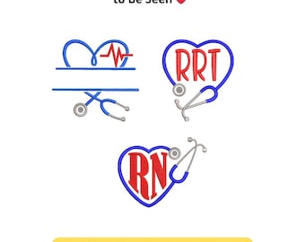 Heart Stethoscope Embroidery Design – RN RRT Nurse Pattern (Machine File)